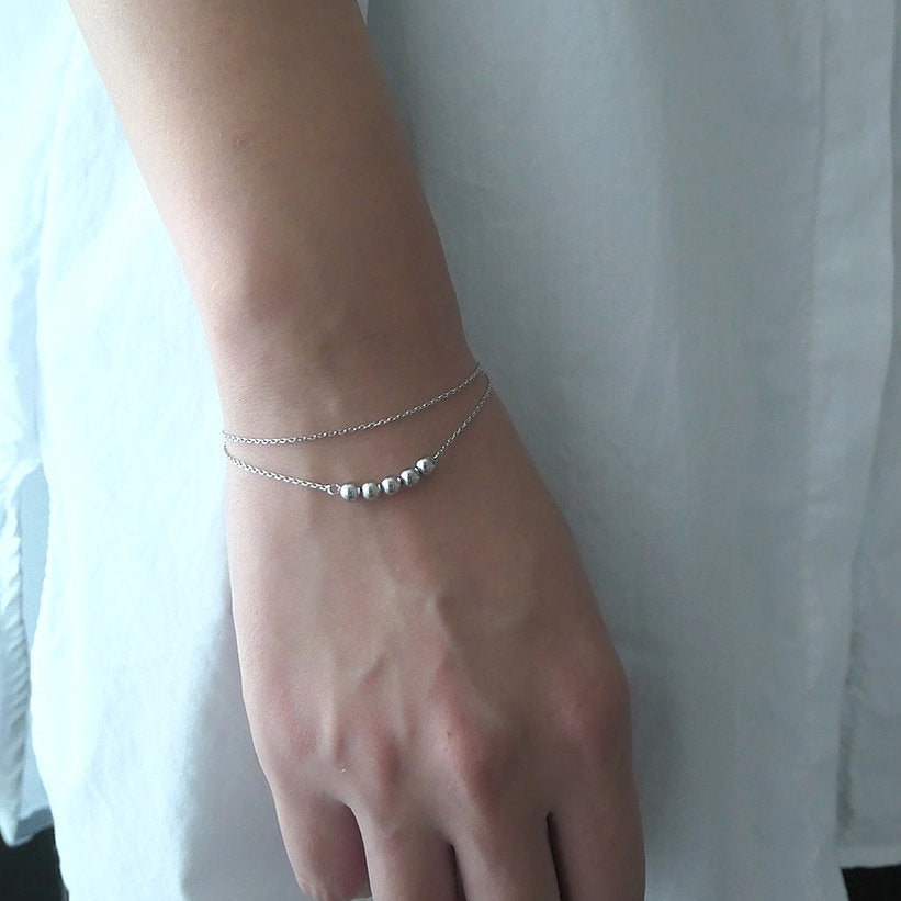 【BR210512】 Sterling Silver Beads Bracelet 