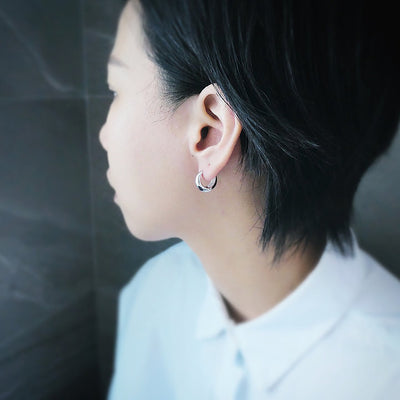 【SE210207】 Sterling Silver Hoop Earrings