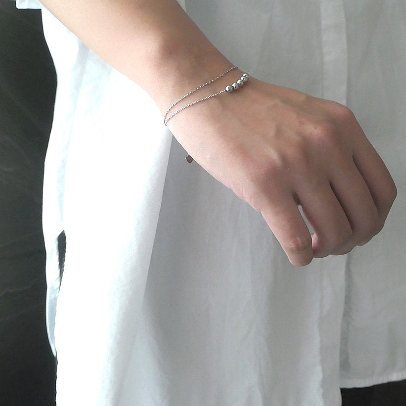 【BR210512】 Sterling Silver Beads Bracelet 