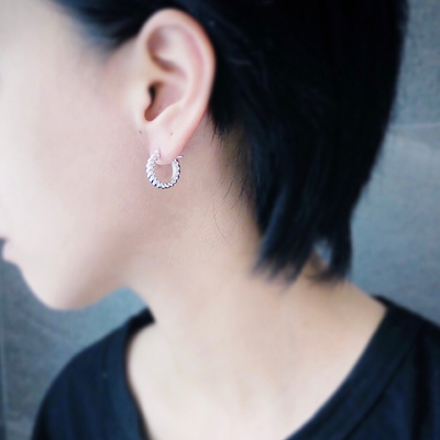 【CS201202】 Sterling Silver Hoop Earrings 